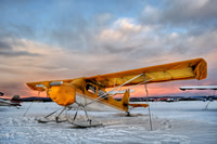 Yellow Taildragger on Skiis
