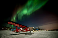 Cessna 180 Under the Northern Lights