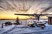 Floatplane on a Winter Sunset